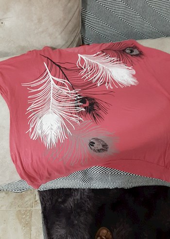 Renkli Baskılı Kısa Kollu kol detaylı Pembe Bluz - Görsel 7