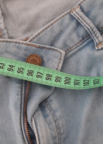 Düğmeli Mavi Kadın Midi Kot Pantolon - Görsel 5