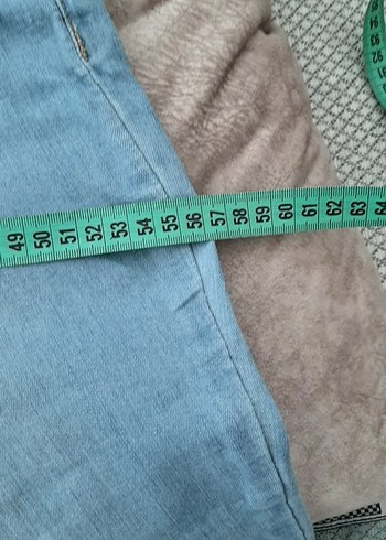 Düğmeli Mavi Kadın Midi Kot Pantolon - Görsel 6