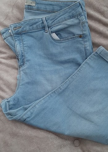 Düğmeli Mavi Kadın Midi Kot Pantolon - Görsel 4