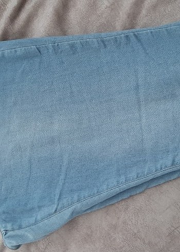 Düğmeli Mavi Kadın Midi Kot Pantolon - Görsel 3