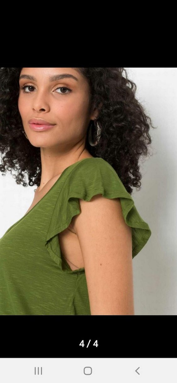 V Yaka Düğmeli Haki Kadın Tunik - Görsel 2