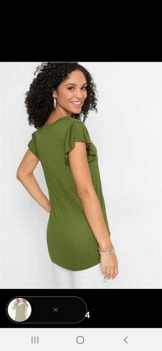 V Yaka Düğmeli Haki Kadın Tunik - Görsel 4