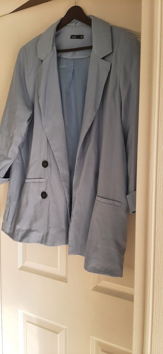 Düğmeli Mavi Kadın  Blazer Ceket - Görsel 2