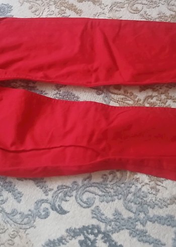 Kadın Kırmızı Normal Boy Kumaş Pantolon - Görsel 3