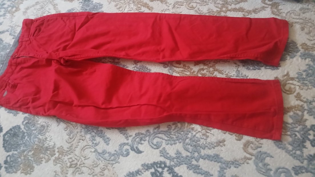 Kadın Kırmızı Normal Boy Kumaş Pantolon - Görsel 3