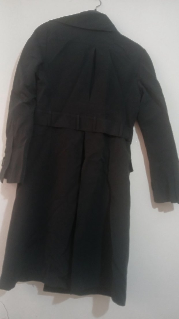 Kadın Siyah Uzun Kemerli Kaban - Görsel 2