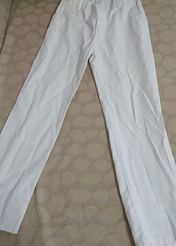 Beyaz Kadın Midi Kumaş Pantolon - Görsel 2