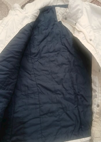 Beyaz Düğmeli Kadın Kışlık Mont - Görsel 5