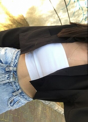 Siyah crop gömlek 