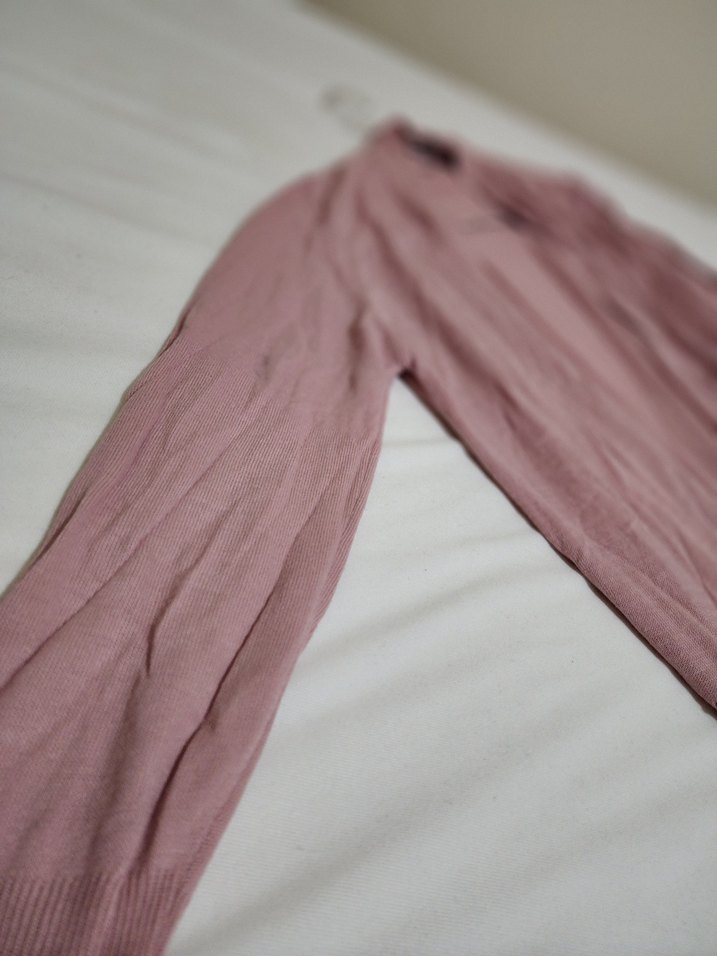 Uzun Pembe Rahat Kadın hırka - Görsel 2