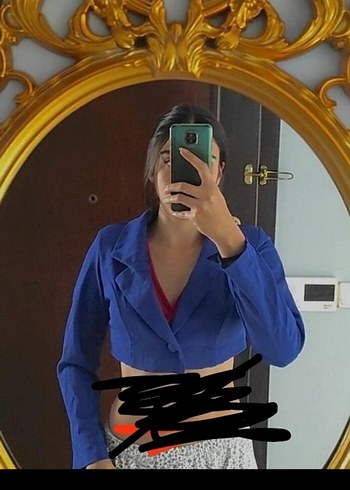 Düğmeli Koyu Mavi Denim Blazer