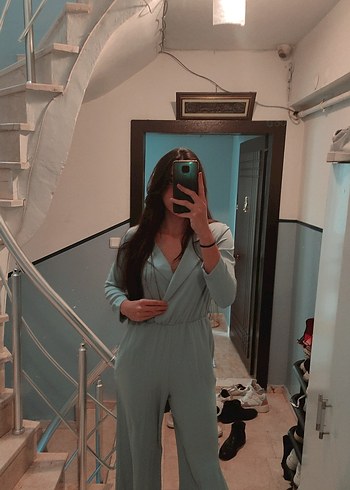 Uzun Kollu Kadın Tulum - Görsel 2