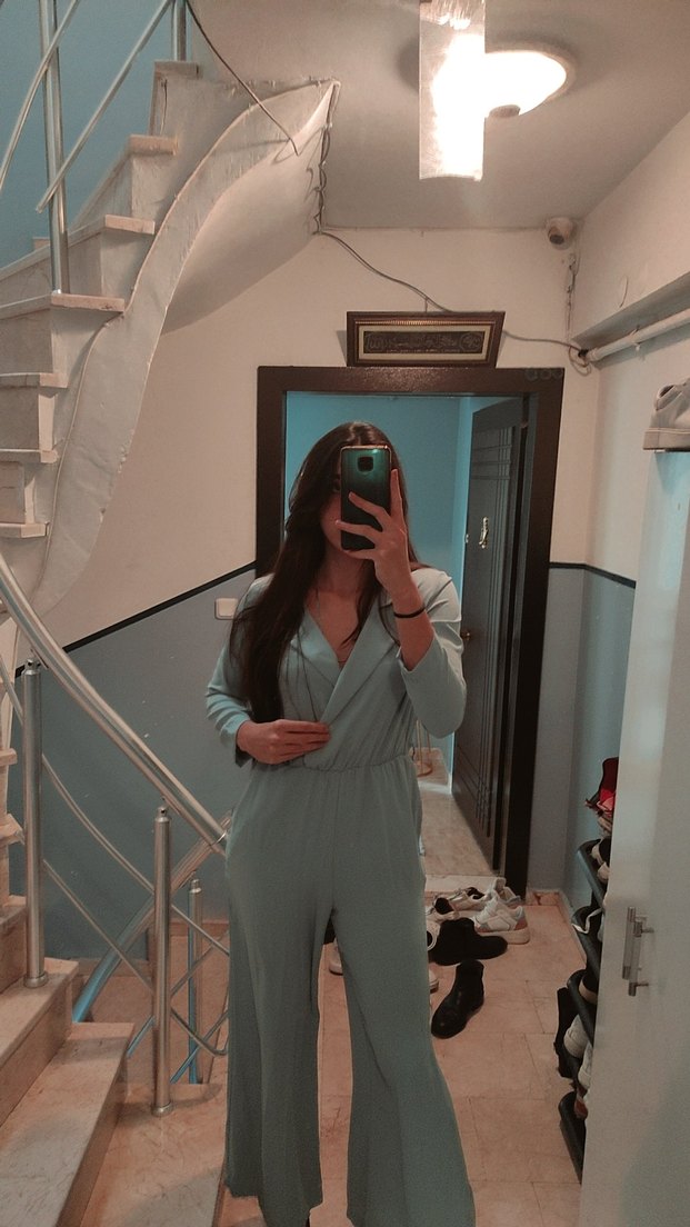 Uzun Kollu Kadın Tulum - Görsel 2