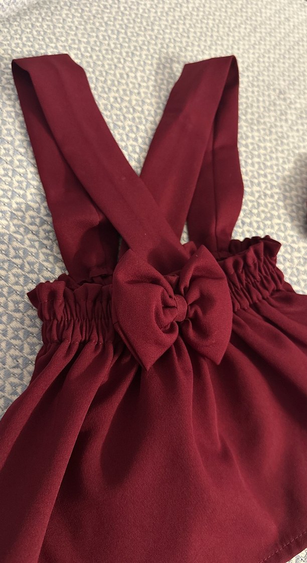 Bordo Fiyonk Detaylı Kız Çocuk Elbisesi - Görsel 2