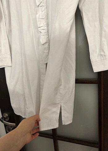 Uzun Kollu Beyaz Kadın Gömlek - Görsel 5