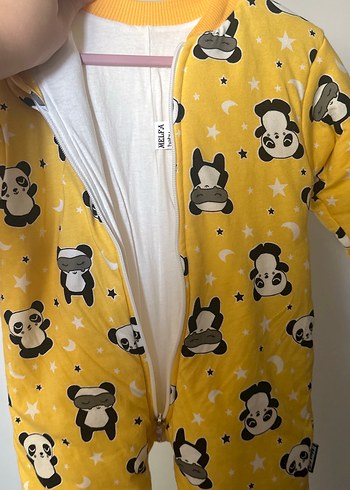 Sarı Panda Desenli Bebek Uyku Tulumu - Görsel 4