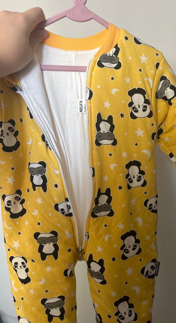 Sarı Panda Desenli Bebek Uyku Tulumu - Görsel 4