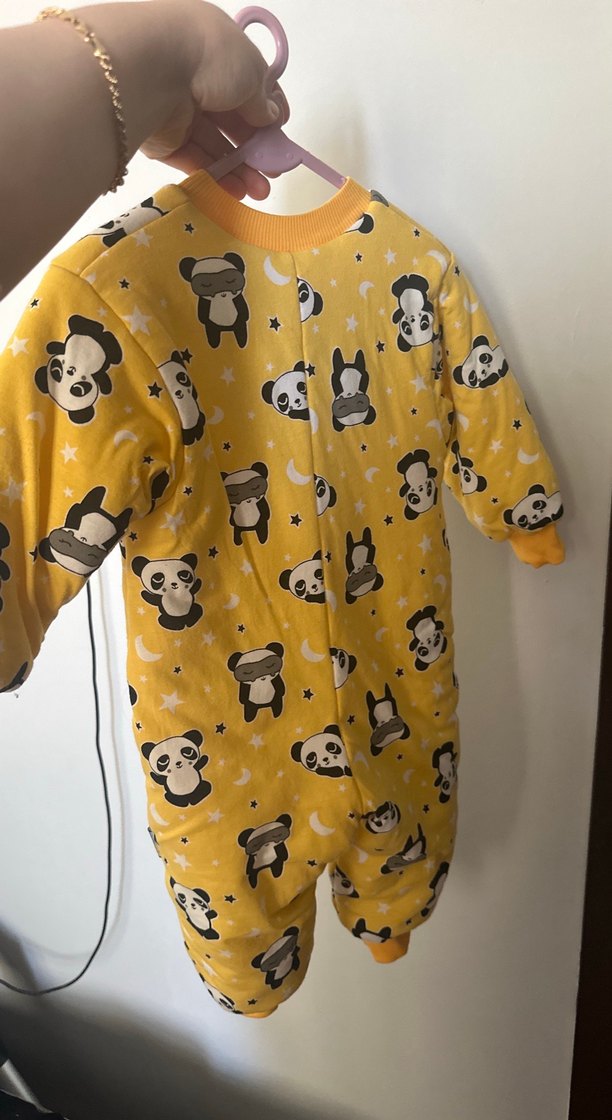Sarı Panda Desenli Bebek Uyku Tulumu - Görsel 2