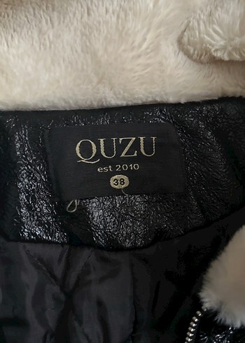 Siyah Deri Biker Ceket, Düğmeli, Strappy Kollu - Görsel 2