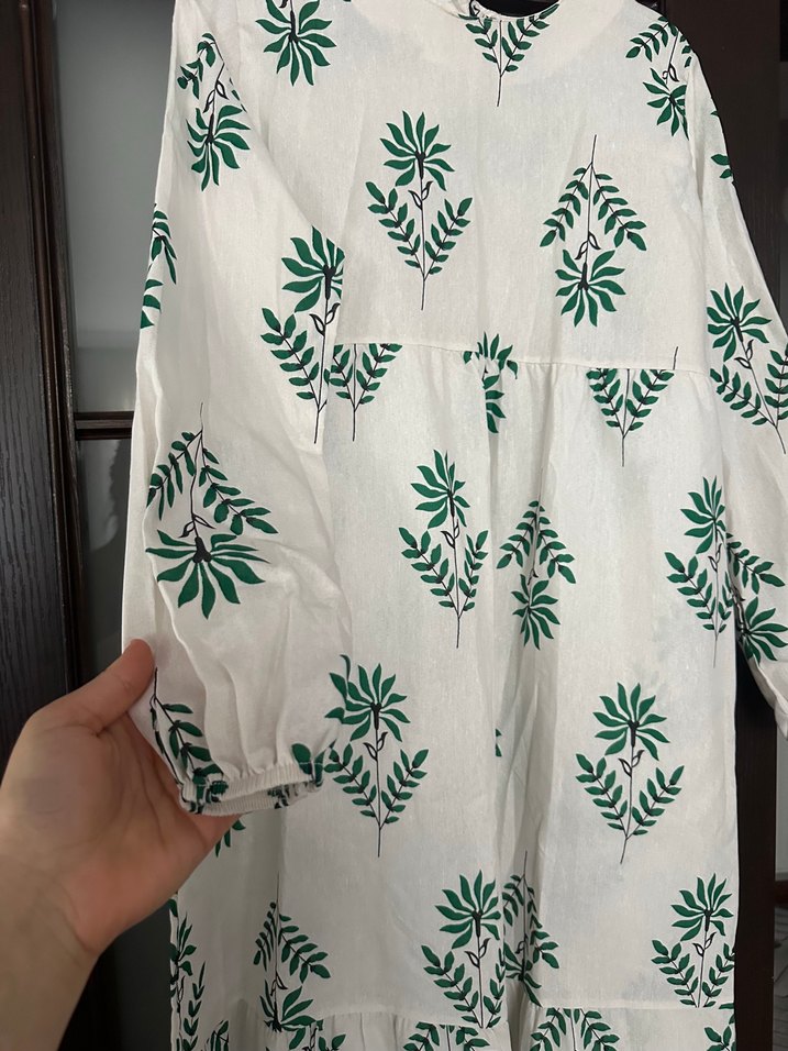 Yeşil Baskılı Bohem Uzun Elbise - Görsel 2