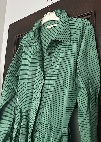 Yeşil Uzun Keten Kadın Elbise - Görsel 3