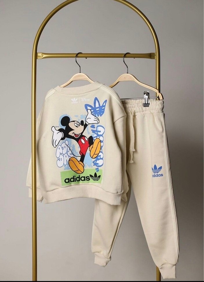 Bej Baskılı Pamuklu Erkek Çocuk Eşofman Takımı - Görsel 2