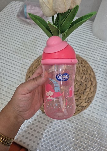 Pembe Bebek Biberonu Deniz Kızı Desenli