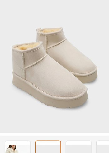 Beyaz Kürklü Kadın Wedge Bot 39 no - Görsel 5