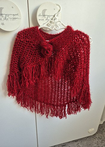 Diger Bohem Bordo Örgü Kız Pelerini - Görsel 5