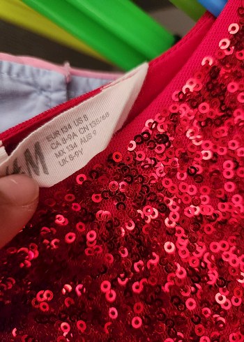 H&M Kırmızı Fırfırlı Kız Çocuk Straplez Elbise