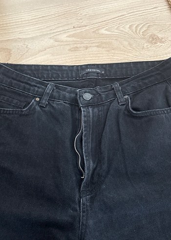 40 Beden Siyah Kadın Denim Midi Boy Jean