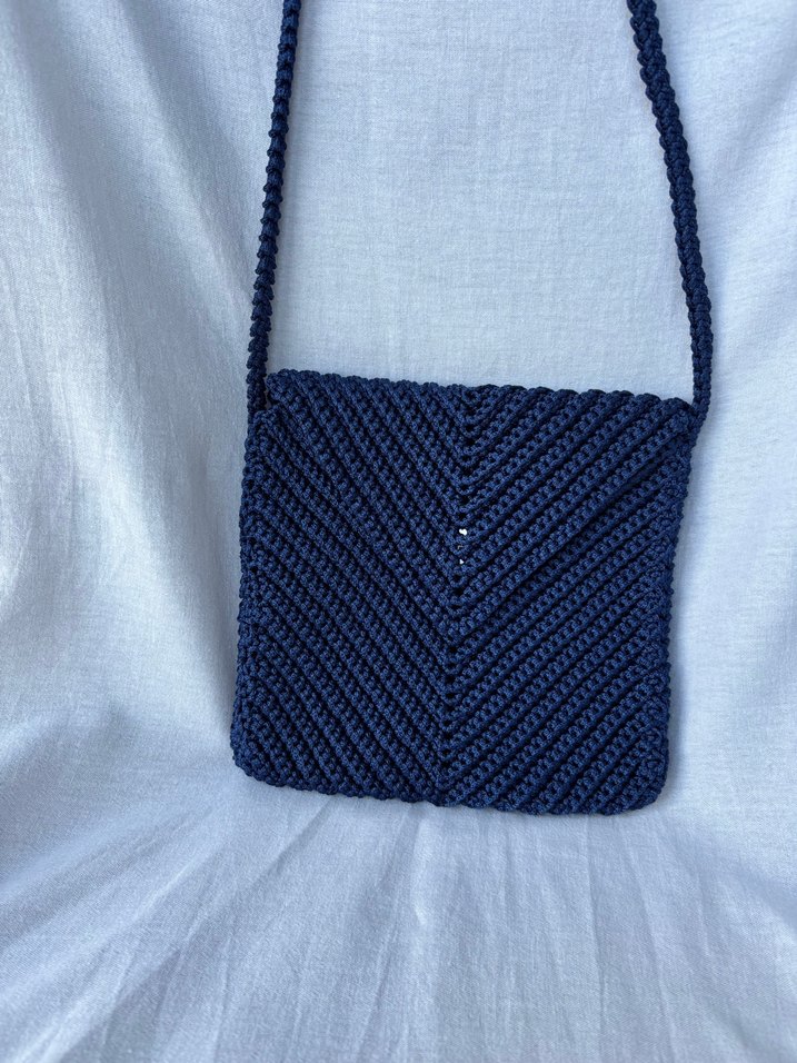 Lacivert Örgü Kadın Çapraz Çanta - Görsel 2