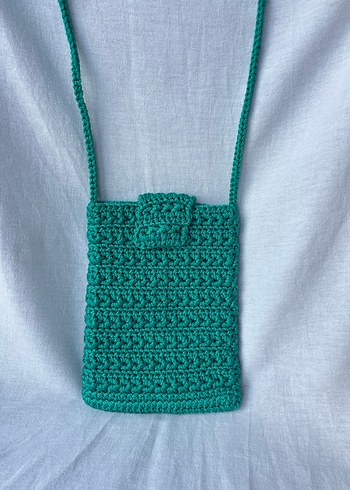 Turkuaz Örgü Kadın Çapraz Çanta - Görsel 2