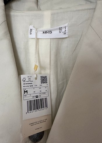 Mango Bej Kemerli Kadın Keten Blazer Ceket
