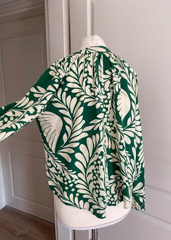 H&M H&M Düğmeli Yeşil Çiçekli Kadın gömlek