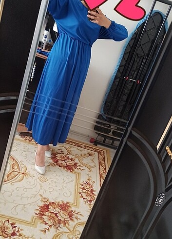diğer Beden mavi Renk Mevlana tesettür elbise sax mavisi