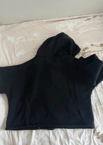 LC Waikiki Kadın Siyah Kapüşonlu Crop Sweatshirt