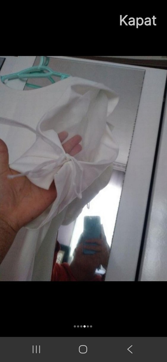 Beyaz Pamuklu Kısa Kollu  Elbise - Görsel 4