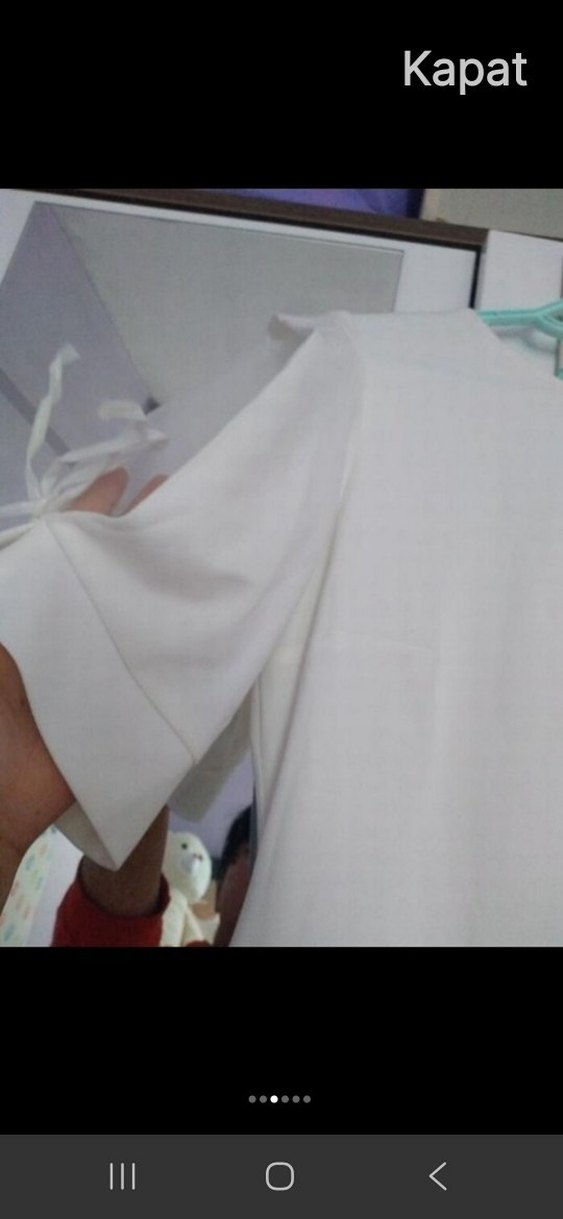 Beyaz Pamuklu Kısa Kollu  Elbise - Görsel 3