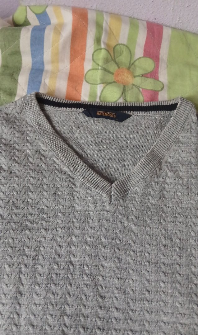 Gri Örgü Kadın Keten Kazak - Görsel 2