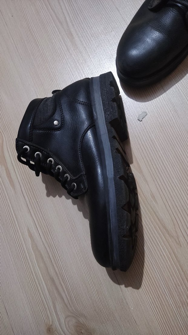 Siyah DERİ Bağcıklı Erkek Kauçuk Bot - Görsel 3