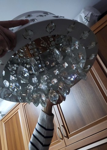 Beyaz Kristal Detaylı Tavan Lambası - Görsel 2