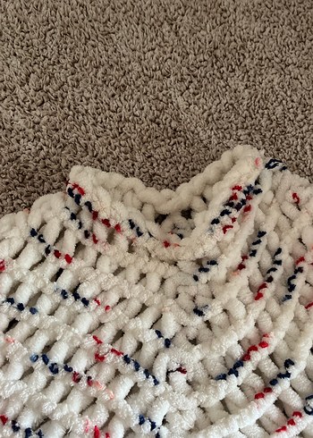 Beyaz Çocuk Örgü panço - Görsel 3