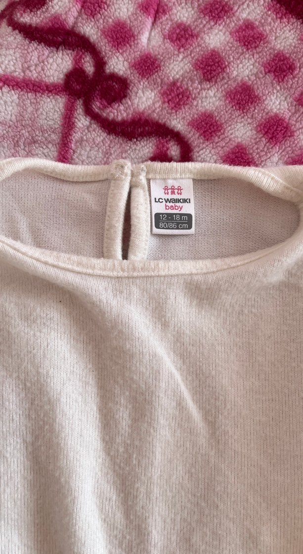 Kız Çocuk Beyaz Keten Uzun Kollu Tişört - Görsel 2