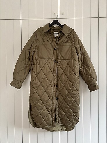 xs Beden haki Renk H&M Haki Kapitone Kaban