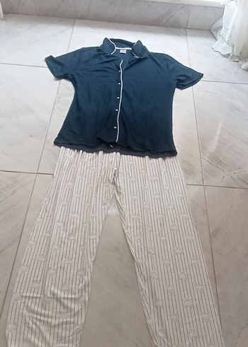 Gri Pilili Midi Pijama Takımı - Görsel 6