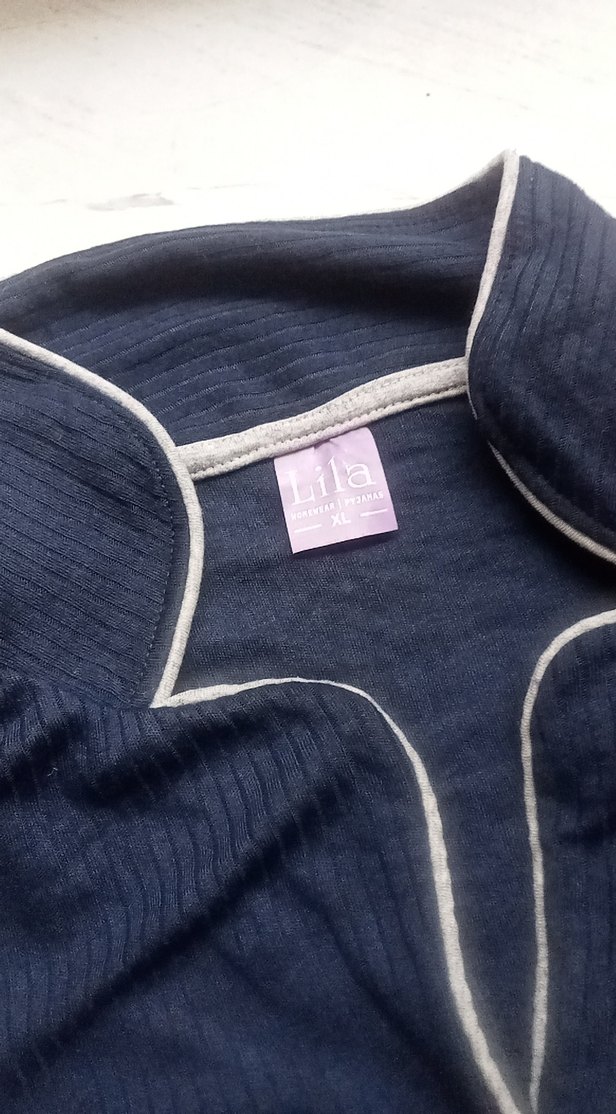 Gri Pilili Midi Pijama Takımı - Görsel 3