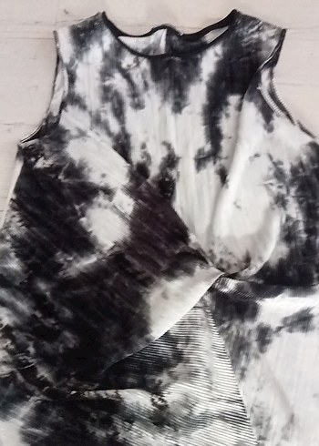 Gri Batik Desenli Kolsuz Hamile Mini Tunik - Görsel 2