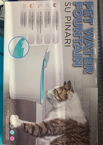 LED Uyarılı Beyaz Kedi Su Pınarı - Görsel 2